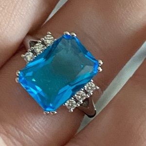 New Women’s 925 Silver Sapphire Bridal Ring